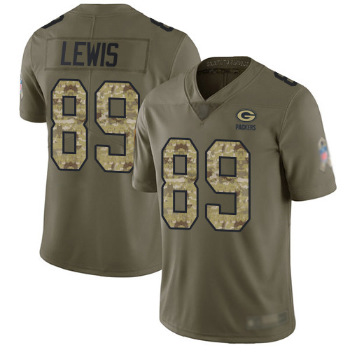 Green Bay Packers Limited Olive Camo Men #89 Lewis Marcedes Jersey Nike NFL 2017 Salute to Service->youth nfl jersey->Youth Jersey